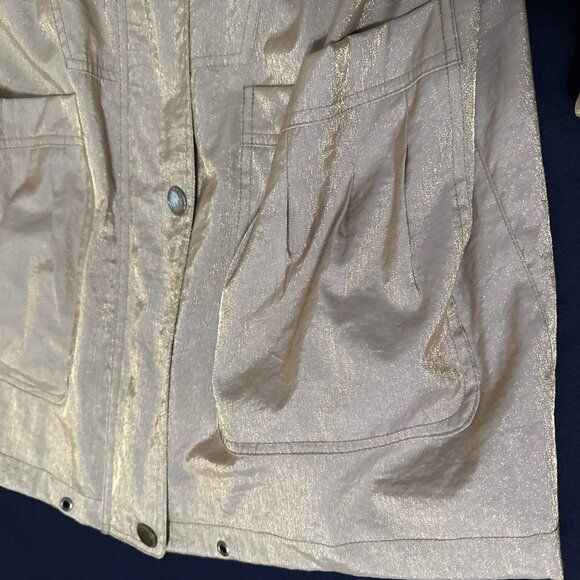 J. GALLERY WOMEN'S  METALLICA  LIGHT GOLD CAR JACKET WITH HOOD SIZE MEDIUM - Picture 3 of 9